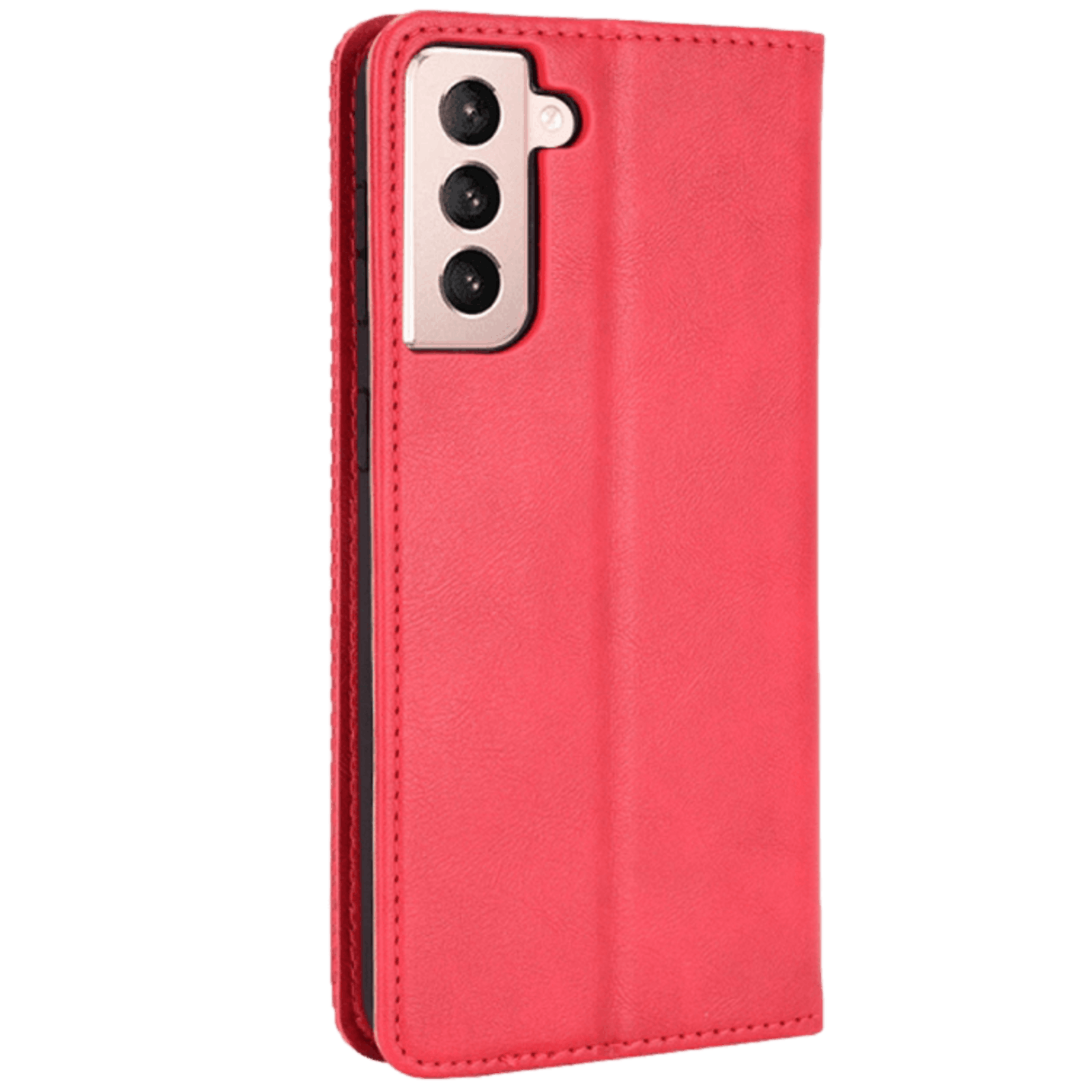 CaseBody Samsung Galaxy S21 Retro Hoesje met Pasruimte Rood