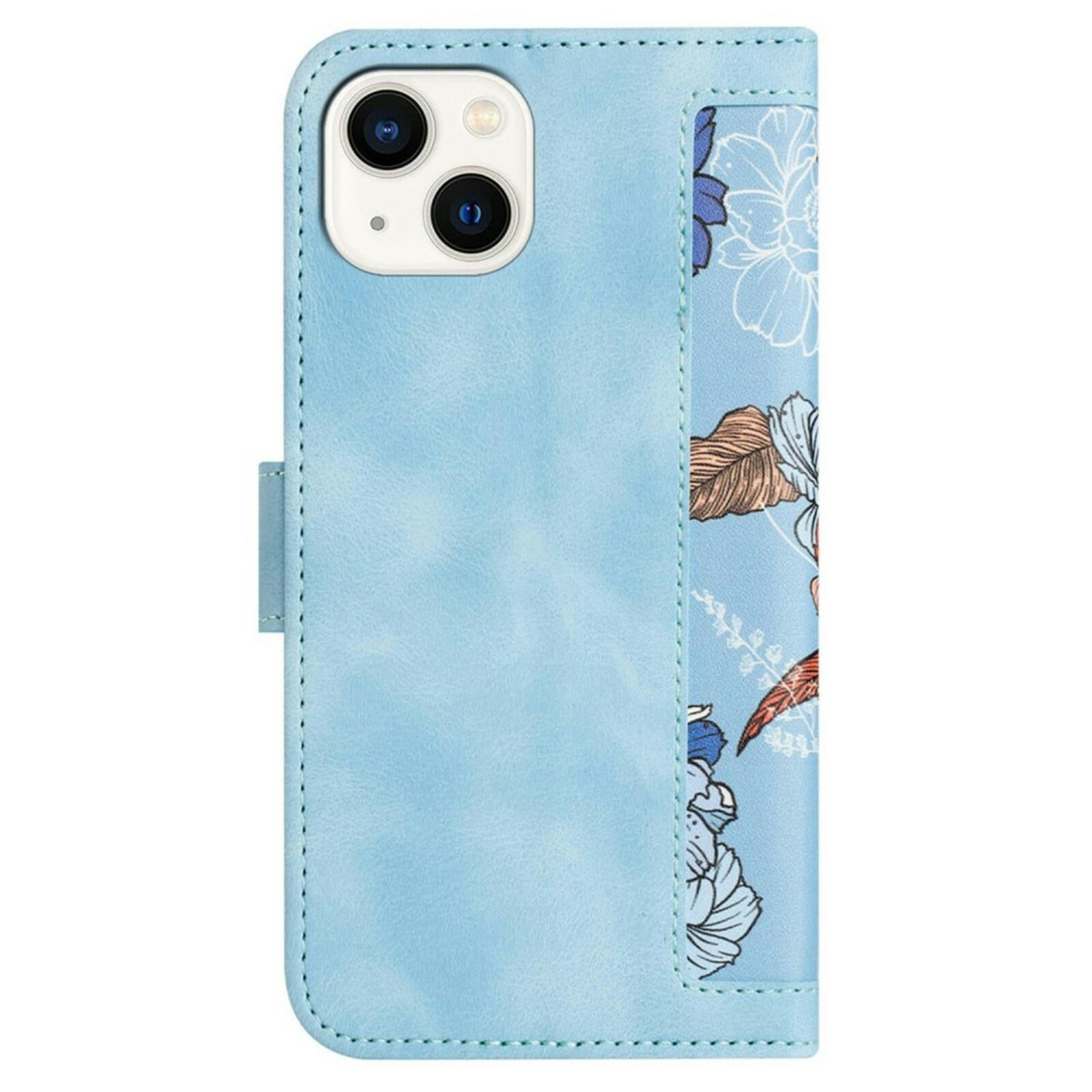 Mocaa Apple iPhone 15 Floral Series Bookcase Blauw