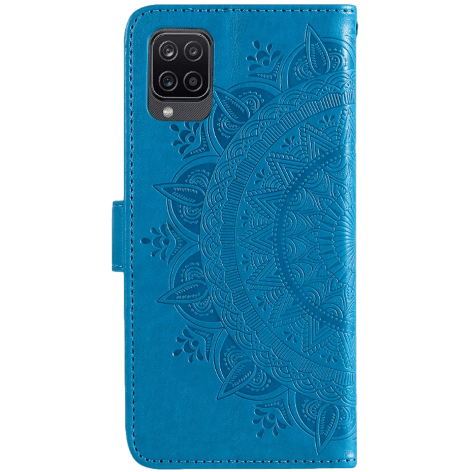 Comfycase Samsung Galaxy A12 Hoesje voor Pasjes Gravure Blauw