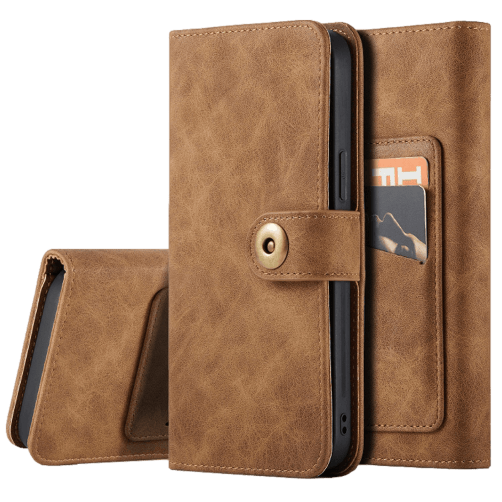 Mocaa iPhone 12 (Pro) Vintage 2-in-1 Wallet Hoesje Bruin
