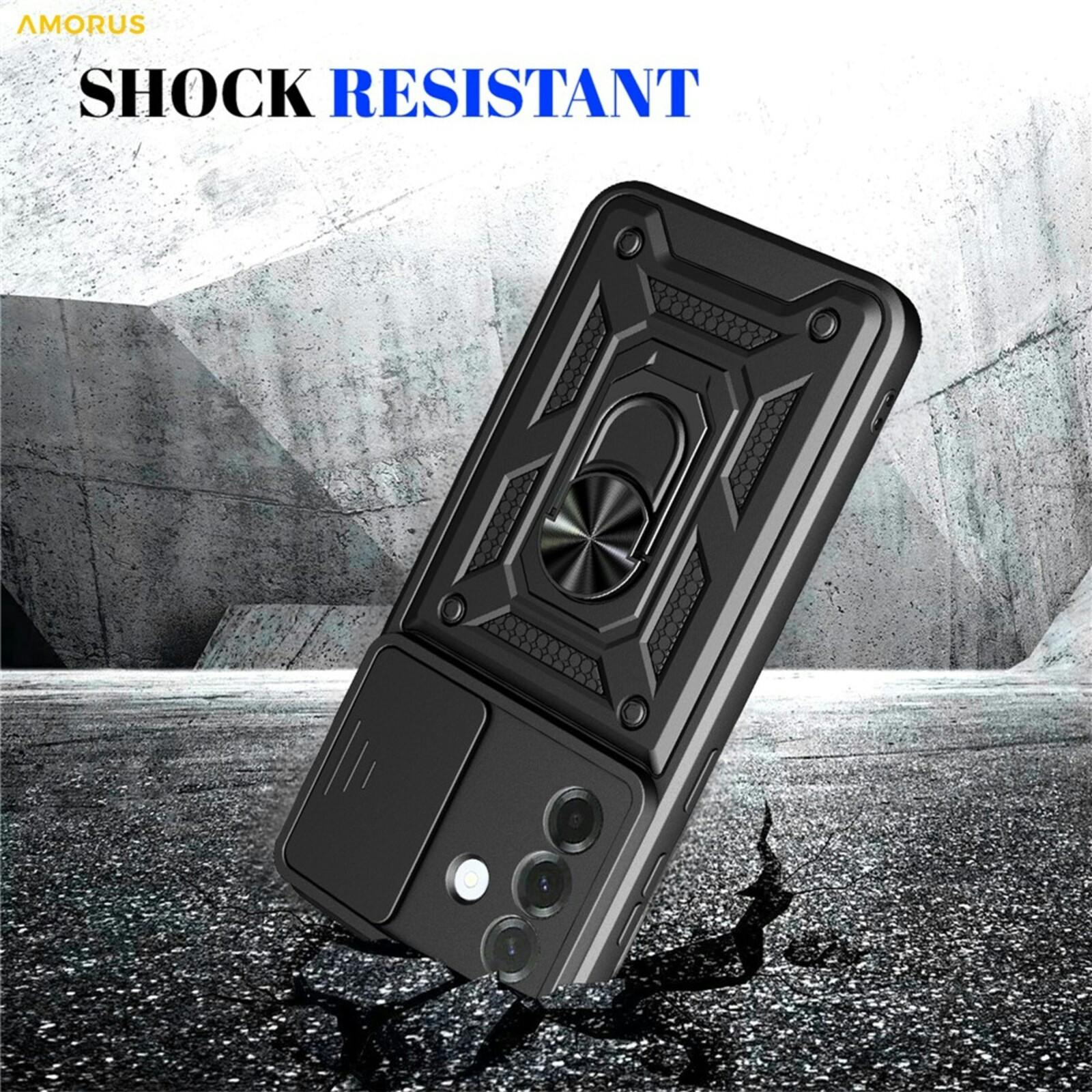 Amorus Samsung Galaxy A27 Shield Case met Camera-slider Zwart
