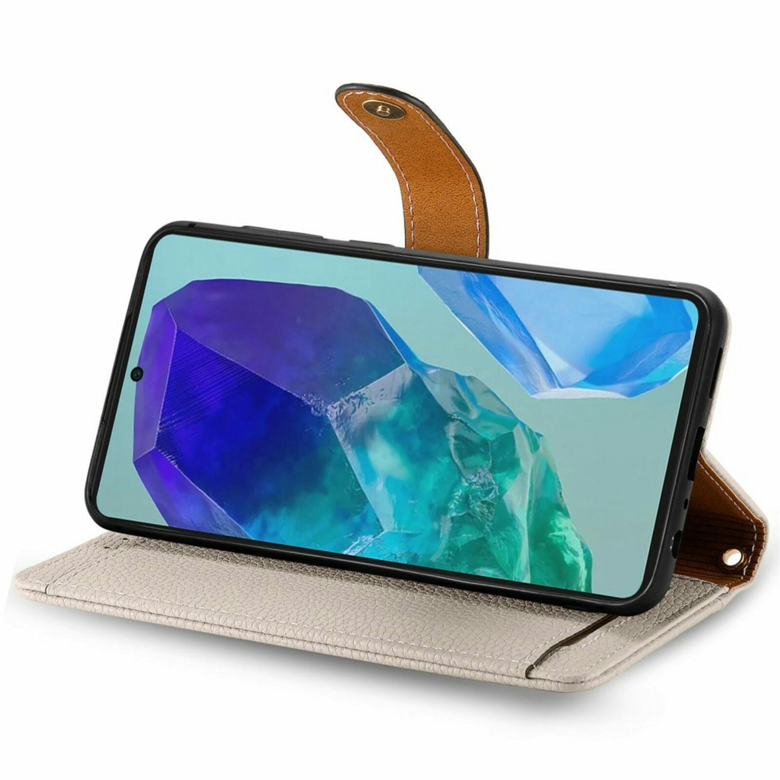 Mocaa Samsung Galaxy A16 Love Heart Wallet Hoesje Grijs