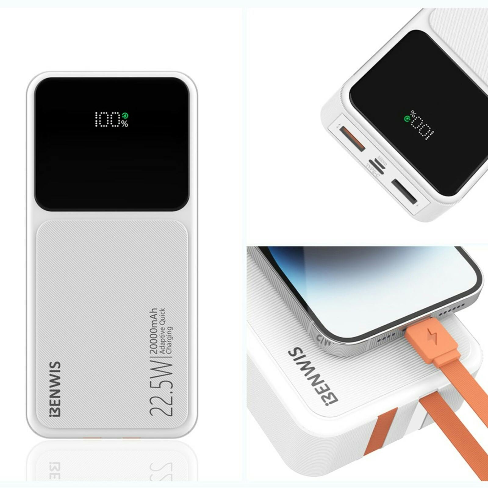 Benwis 20.000mAh Premium Powerbank Wit 20.000 mAh