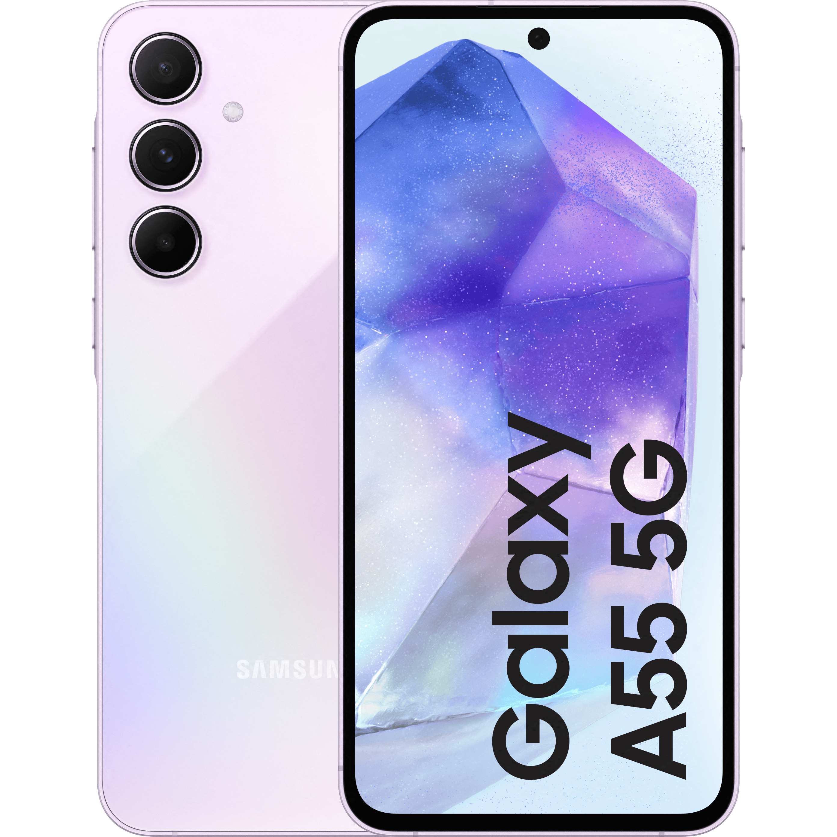 Samsung Galaxy A55 5G Awesome Lilac - Voorkant & achterkant