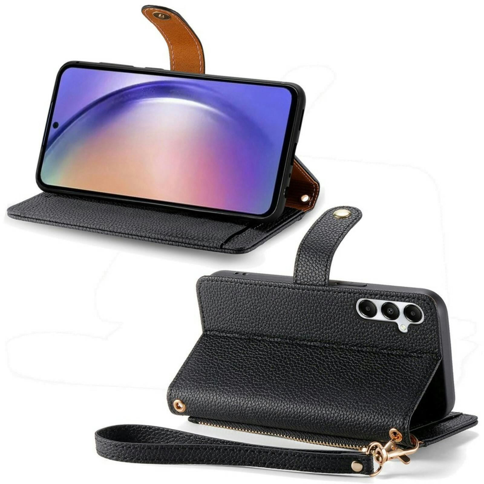 Mocaa Samsung A55 Love Heart Wallet Hoesje Zwart