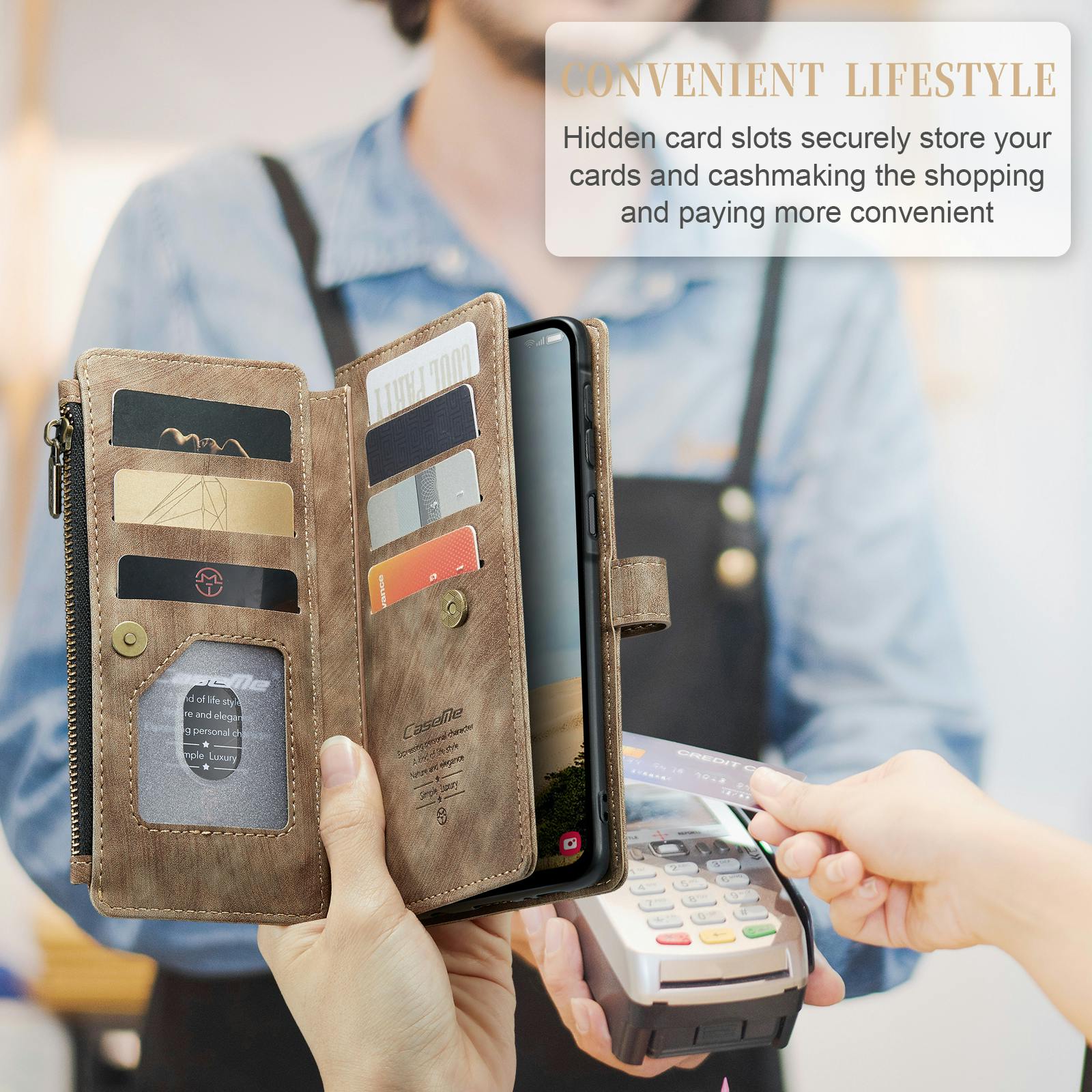 Caseme Samsung Galaxy A57 Vintage Wallet Hoesje Bruin