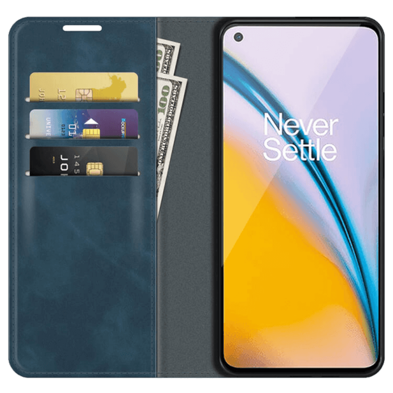 CaseBody OnePlus Nord 2 Folio Flip Case Hoesje Blauw