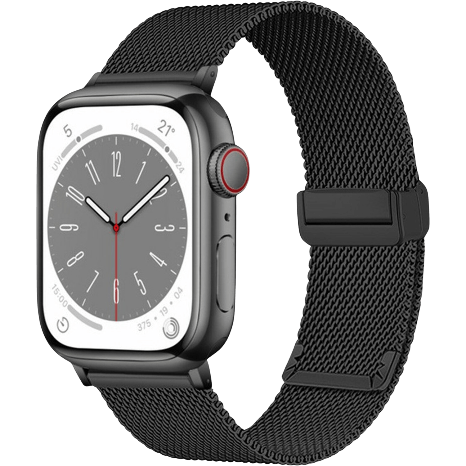 Kalebol Apple Watch Milanees Bandje 45-46mm Zwart