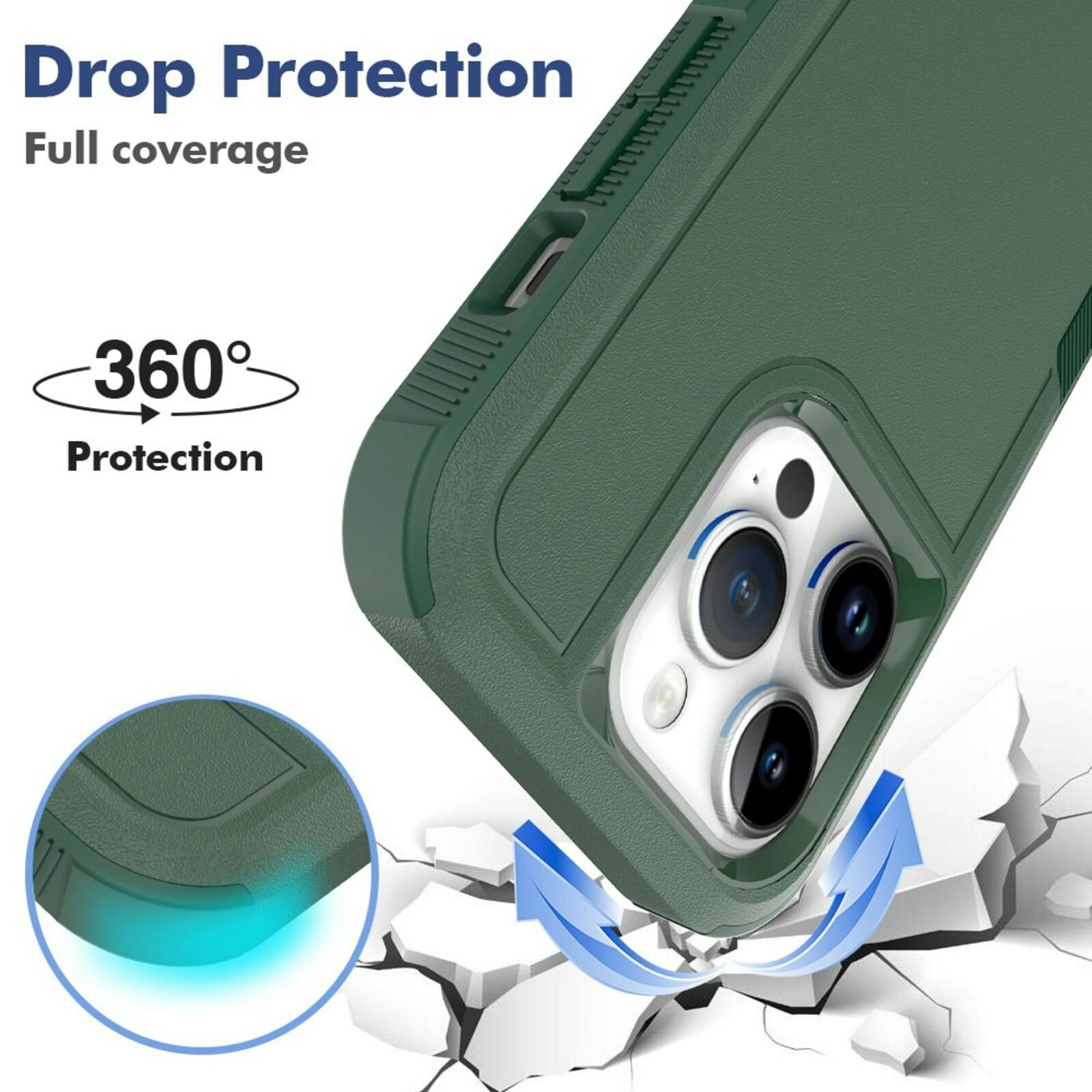 CaseBody Apple iPhone 15 Pro Rugged Armor Back Cover Donkergroen