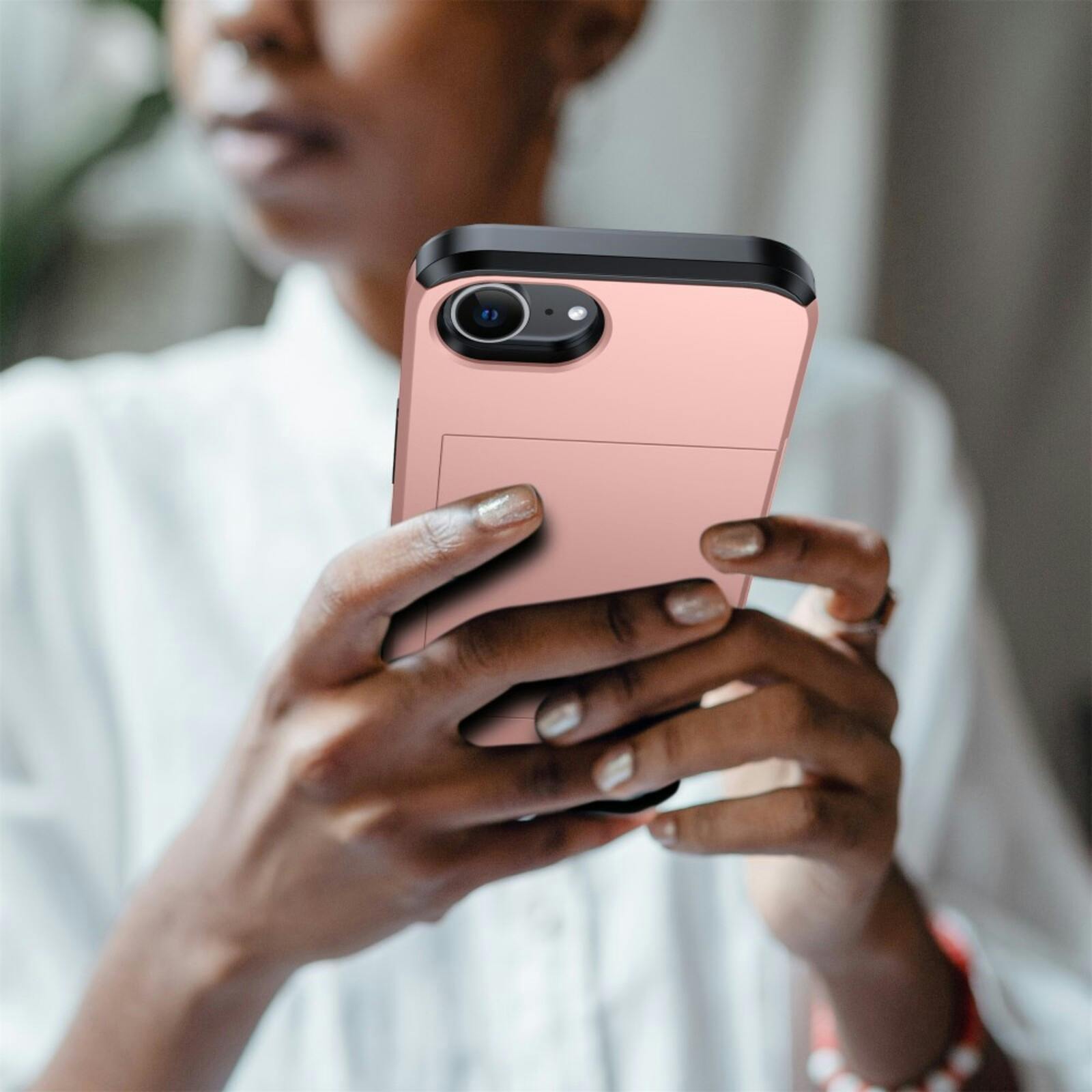 Slide Case Apple iPhone 16e Hoesje met Pashouder Roze