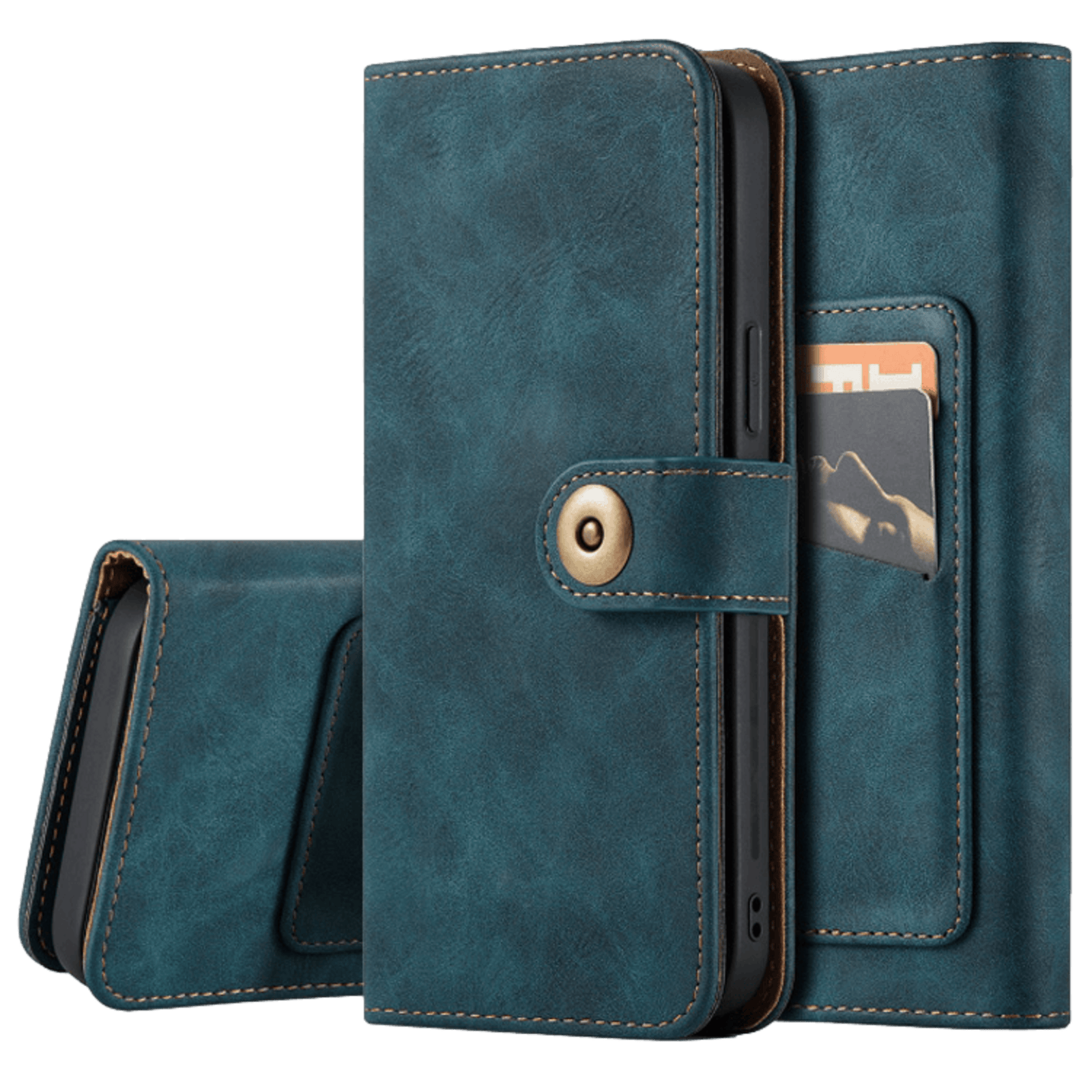 Mocaa iPhone 12 Mini Vintage 2-in-1 Wallet Hoesje Blauw