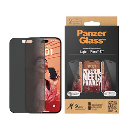 PanzerGlass iPhone 15 Ultra-Wide Fit Screenprotector Privacy