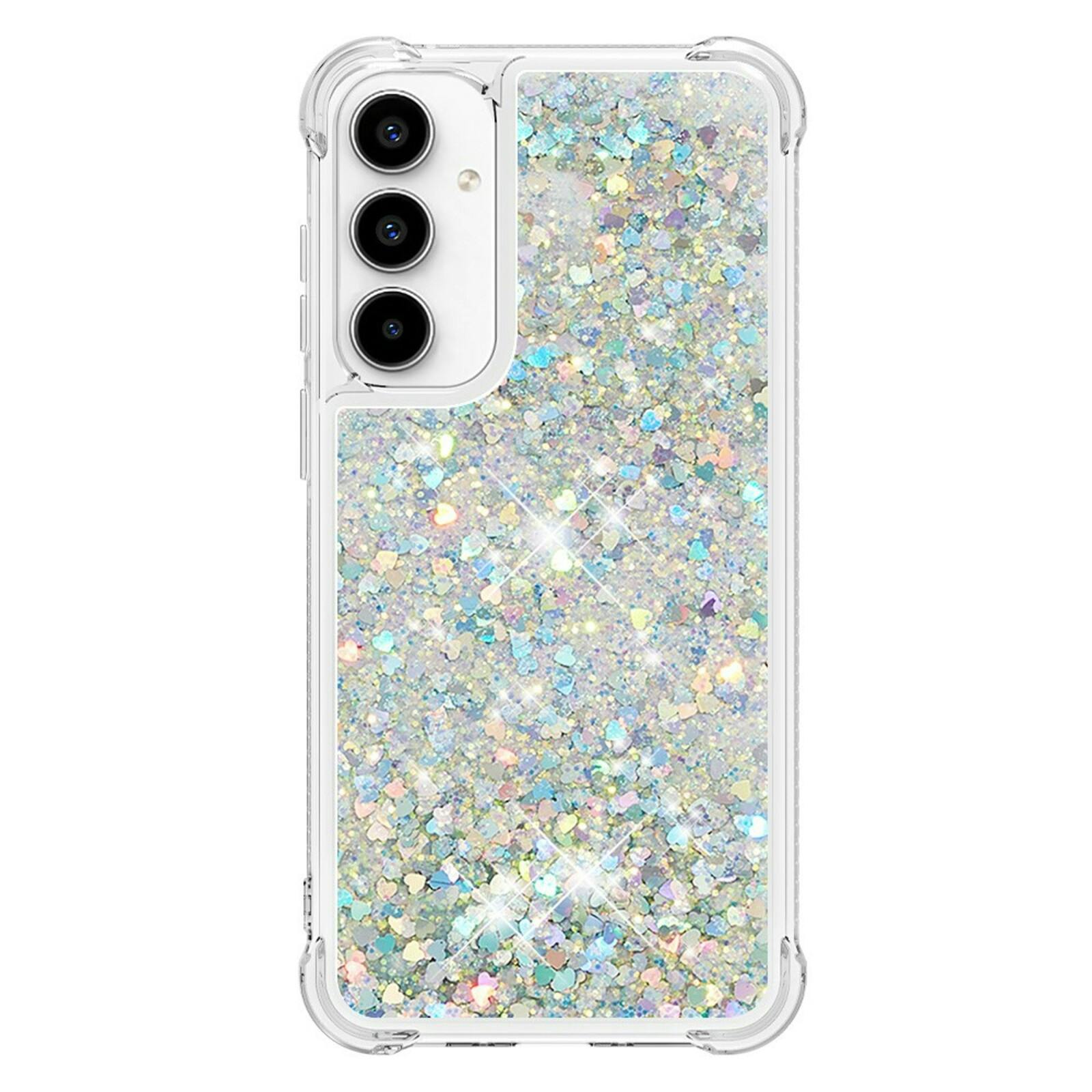 Mocaa Samsung Galaxy A55 5G Valbestendig Glitter Hoesje Zilver