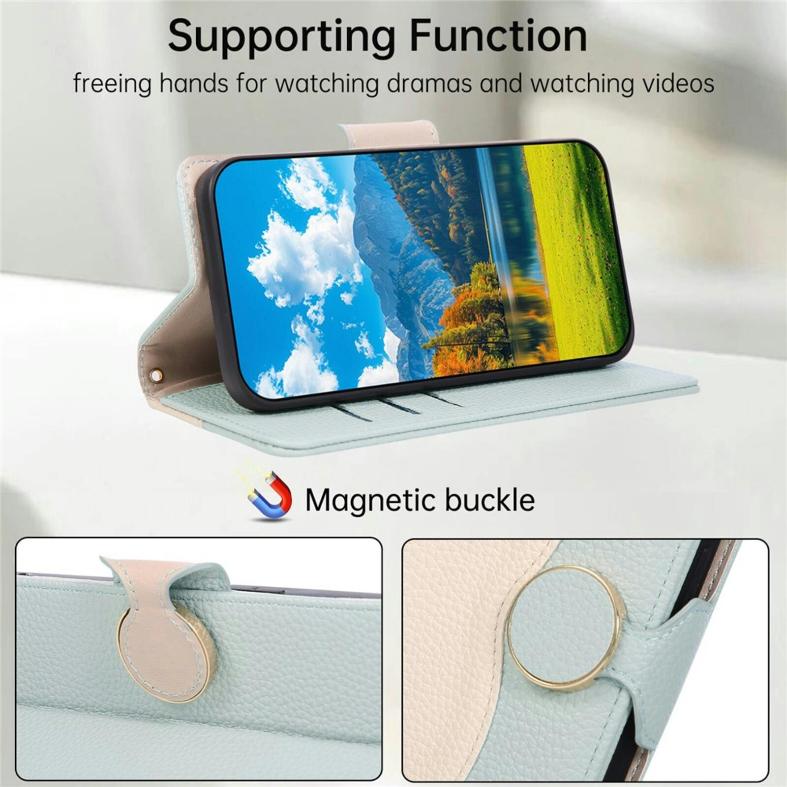 TwoTone Samsung Galaxy A57 Zipper Boek Hoesje Groen