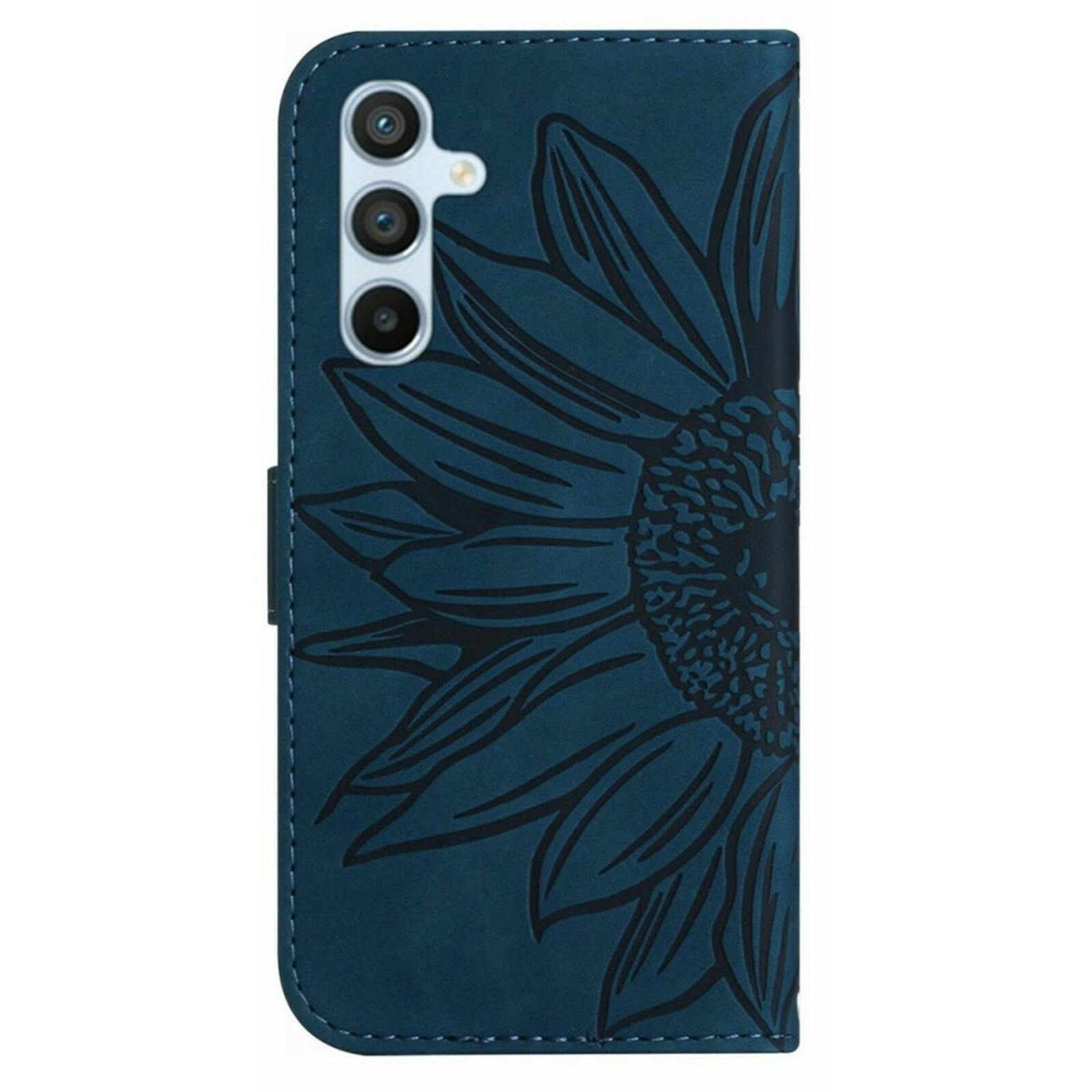 Mocaa Samsung Galaxy A16 Sunflower Bookcase met Koord Blauw