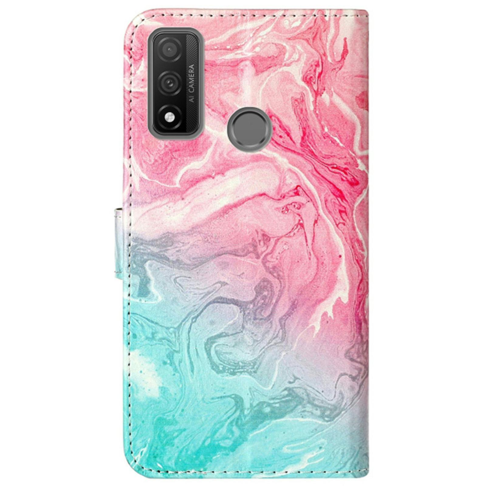 Mocaa Huawei P Smart 2020 Kleurrijk Marmer Bookcase Hoesje Meerkleurig