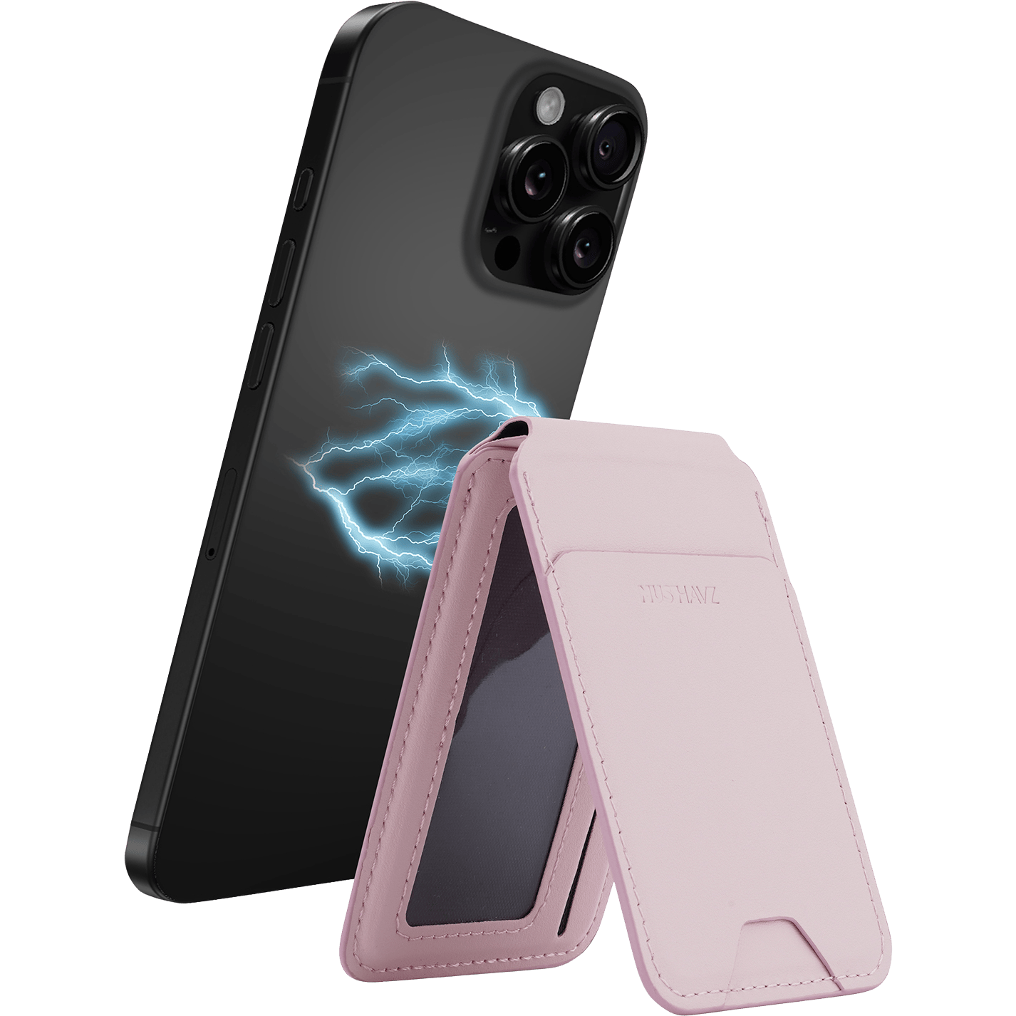 Musthavz MagSafe Vegan Leather Wallet Stand Roze