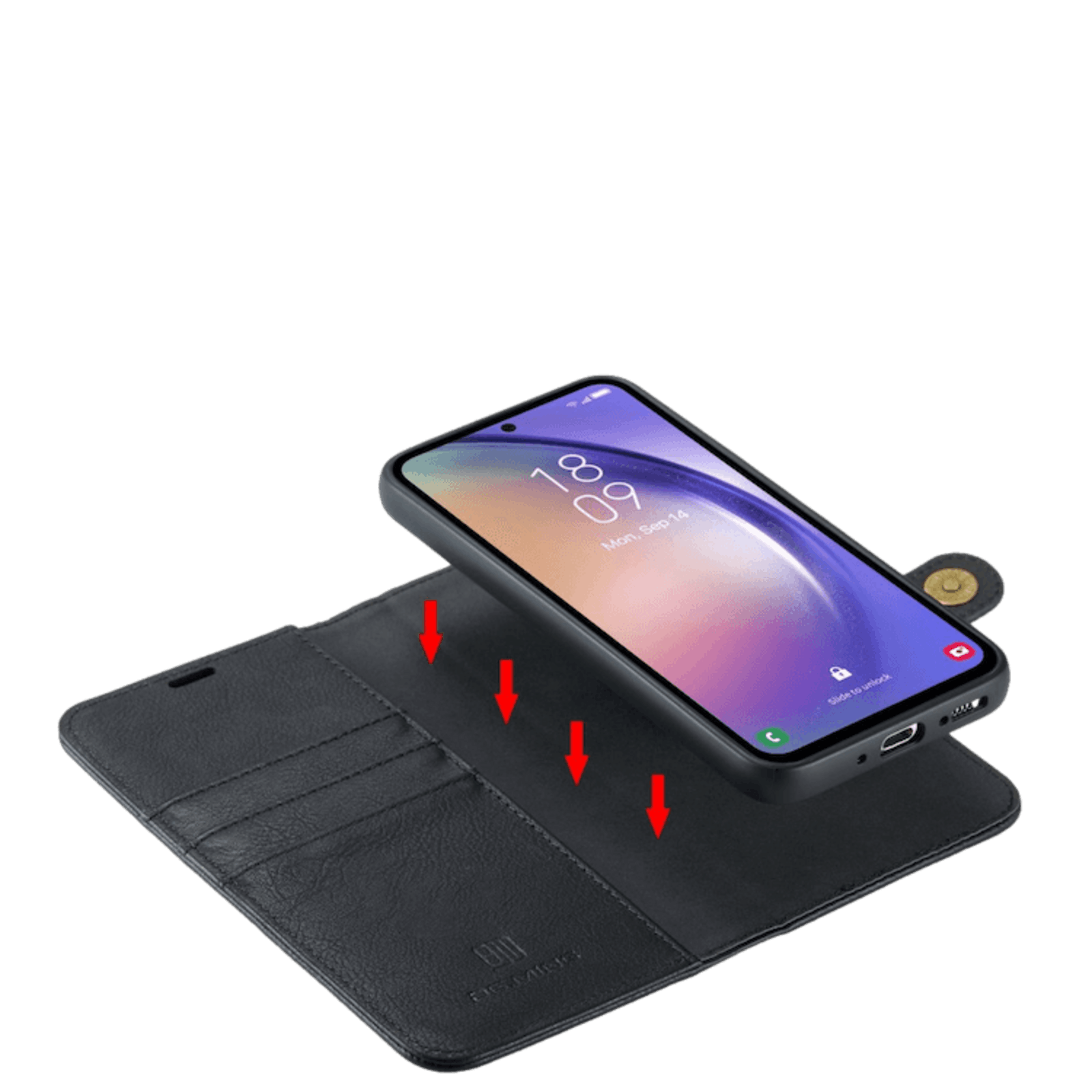 DG.MING Samsung Galaxy A54 Lederen 2-in-1 Wallet en Hoesje Zwart