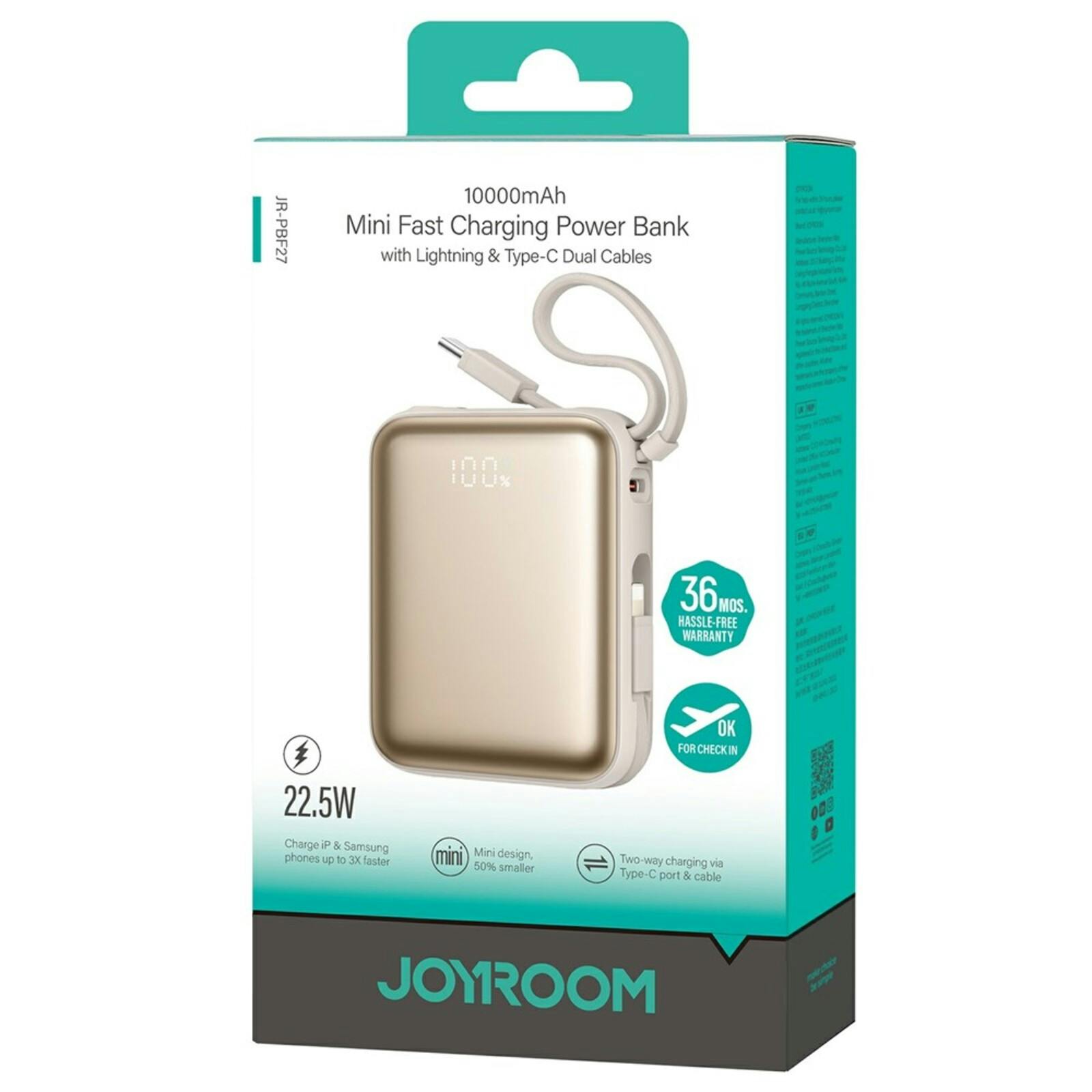 Joyroom 10.000mAh 22.5W Premium Mini Powerbank Goud 10.000 mAh