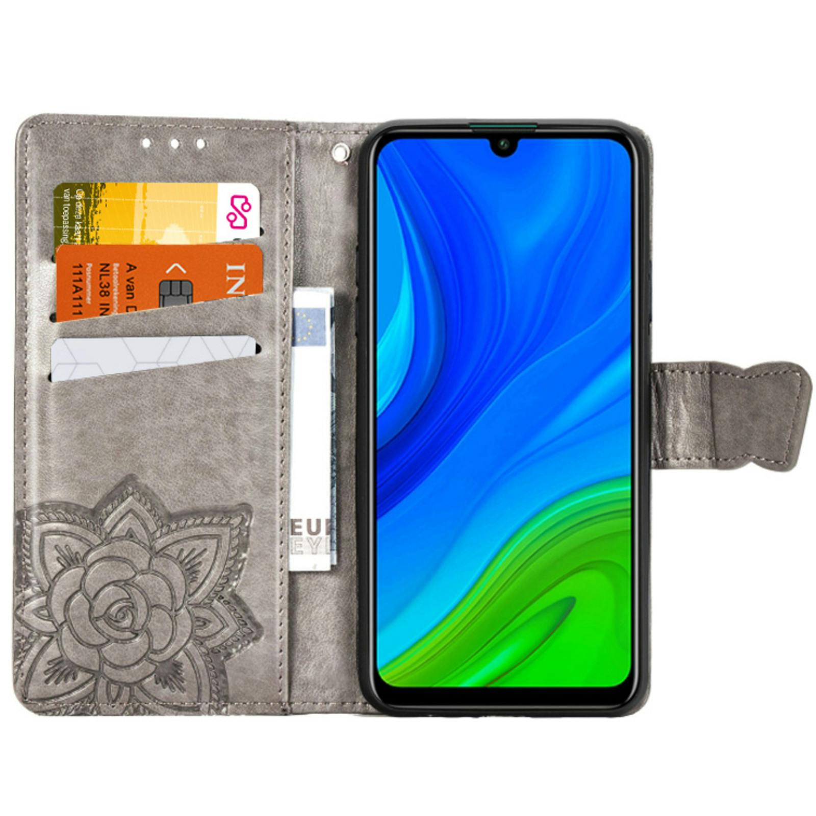 Comfycase P Smart 2020 Butterfly Booklet Telefoonhoesje Grijs