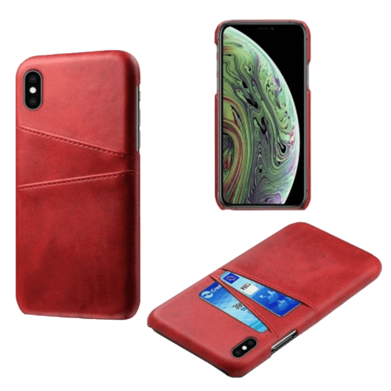 Comfycase iPhone Xs Max Card Case Hoesje met Pasruimte Rood