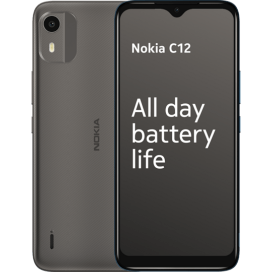 Nokia C12 Charcoal - Voorkant & achterkant