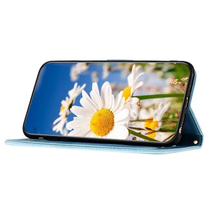 Mocaa Samsung Galaxy A35 Floral Series Bookcase Blauw