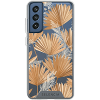 Selencia Galaxy S21 FE Zarya Fashion Hoesje Palm Leaves - Voorkant