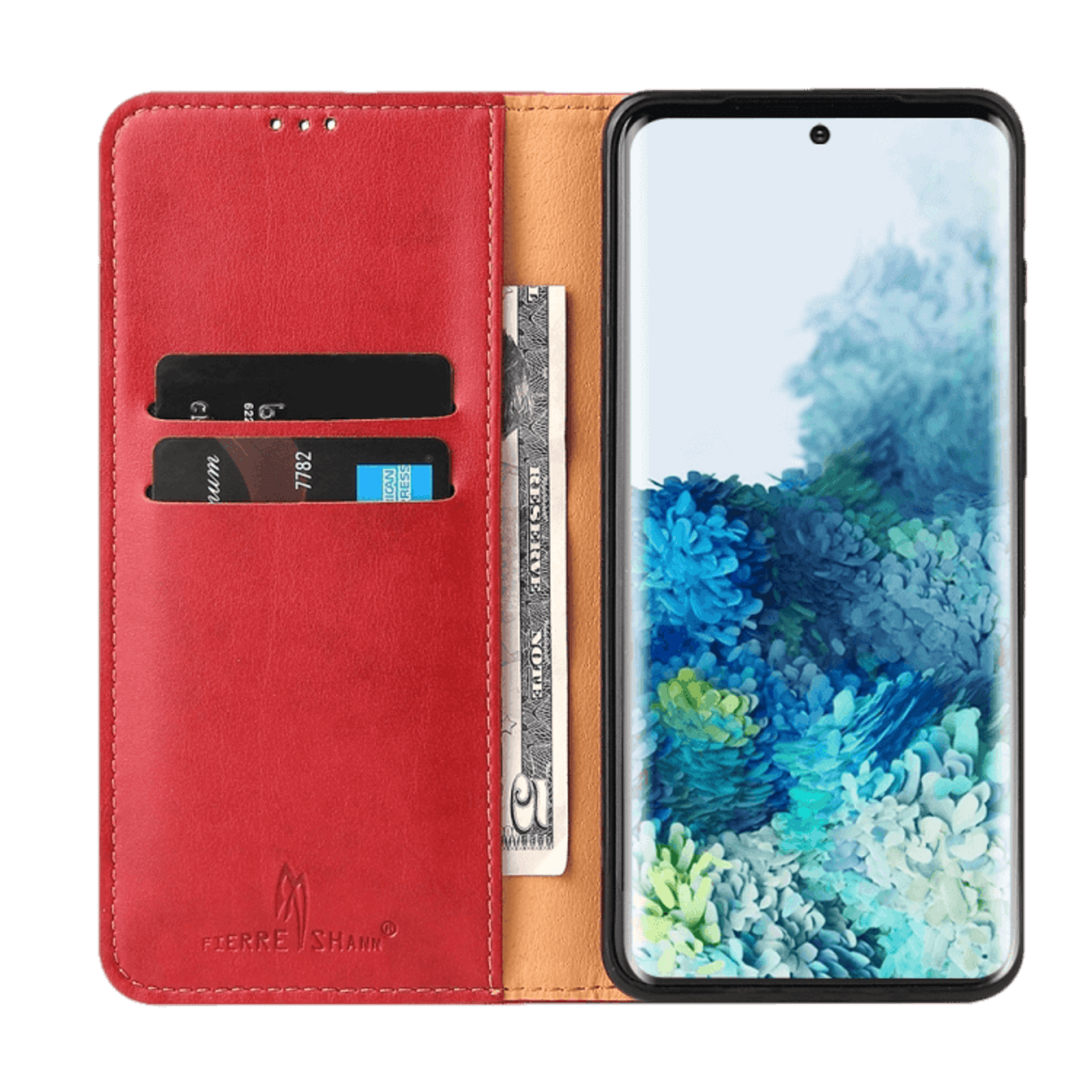 Fierre Shann Samsung Galaxy S20 Slim Wallet Hoesje Rood