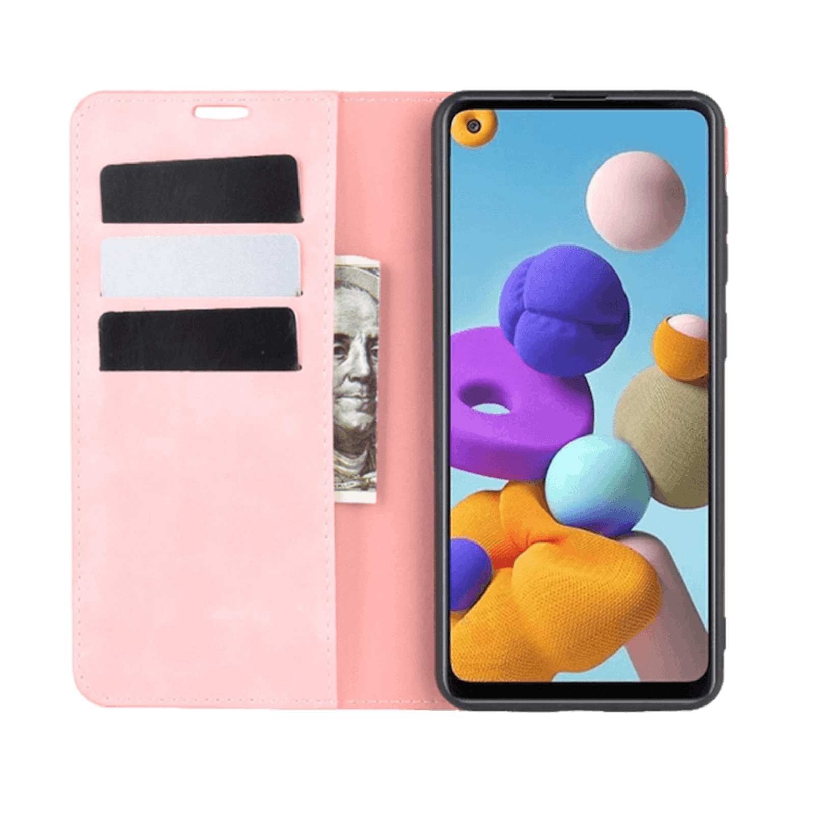 Mocaa Samsung Galaxy A21s Magnetisch Slim Fit Bookcase Hoesje Roze