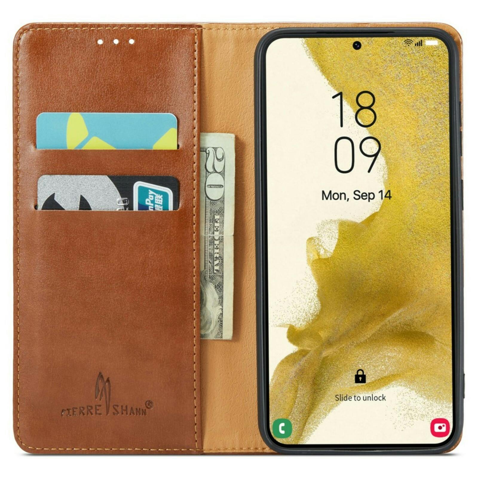 Fierre Shann Samsung Galaxy S24 Plus Slim Wallet Hoesje Bruin