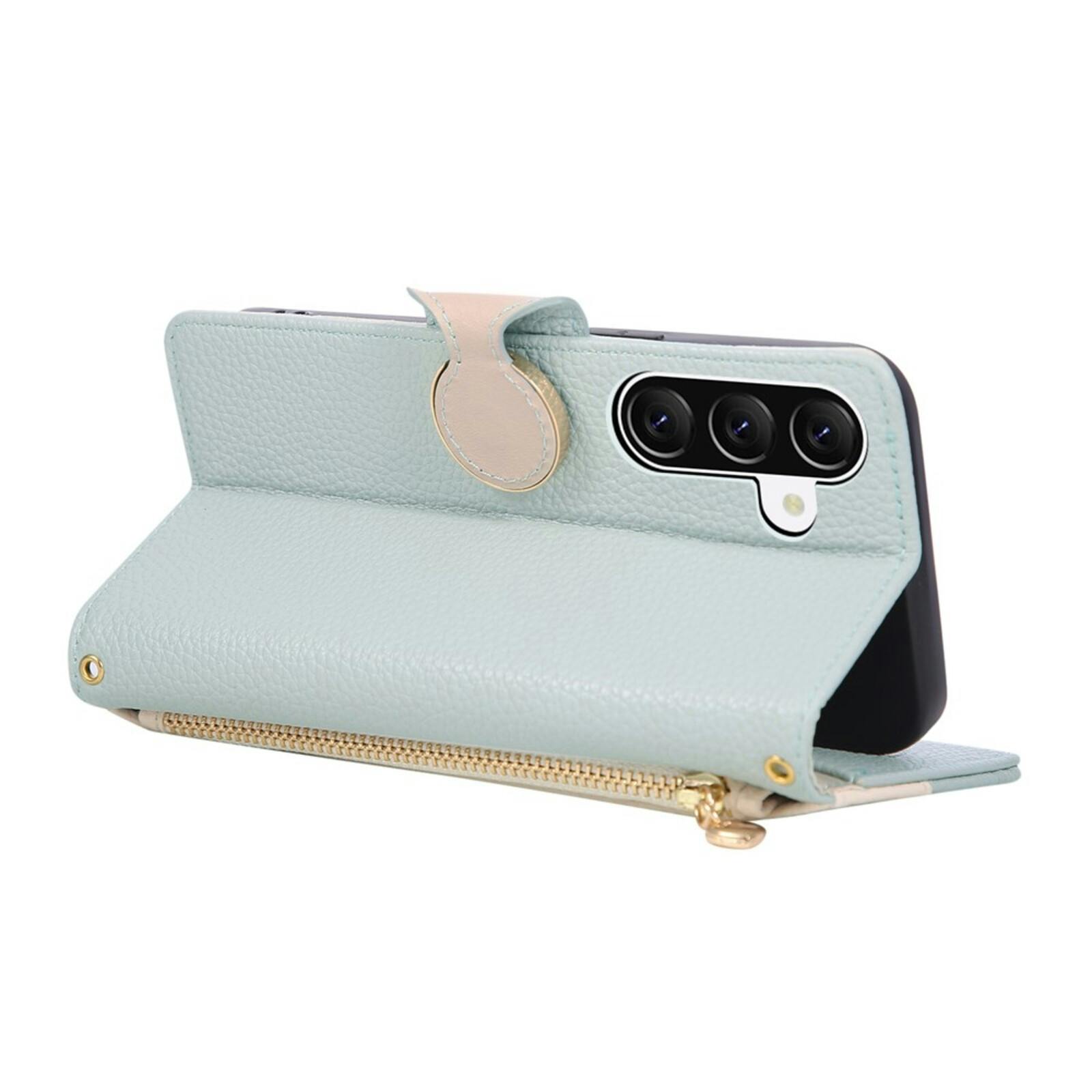 TwoTone Samsung Galaxy A56 Zipper Boek Hoesje Groen