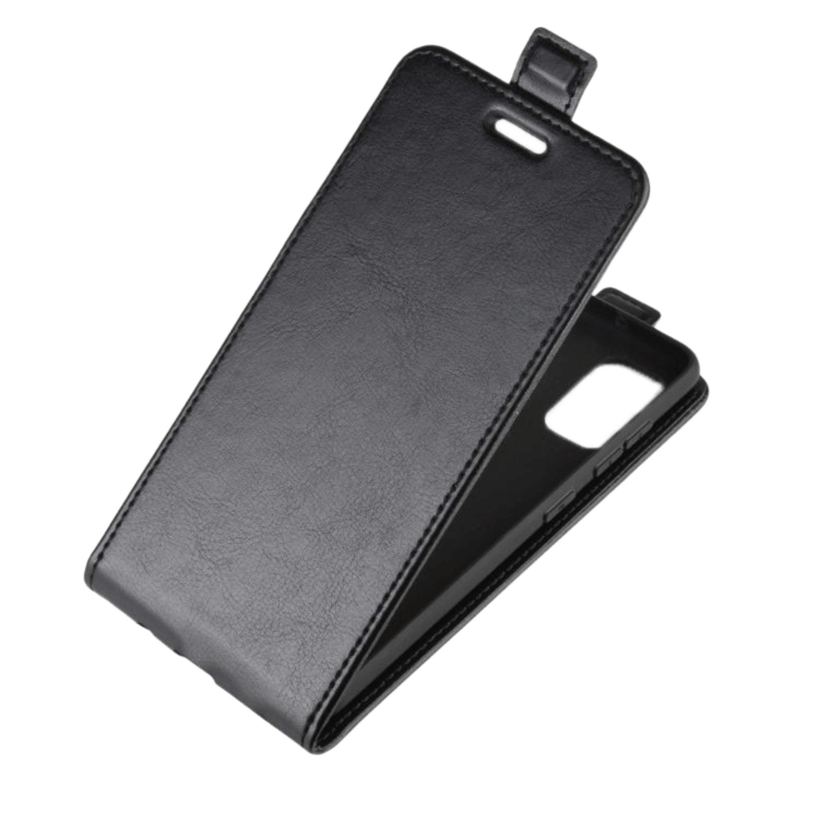 Comfycase Samsung Galaxy A41 Verticale Flip Cover met Pasruimte Zwart