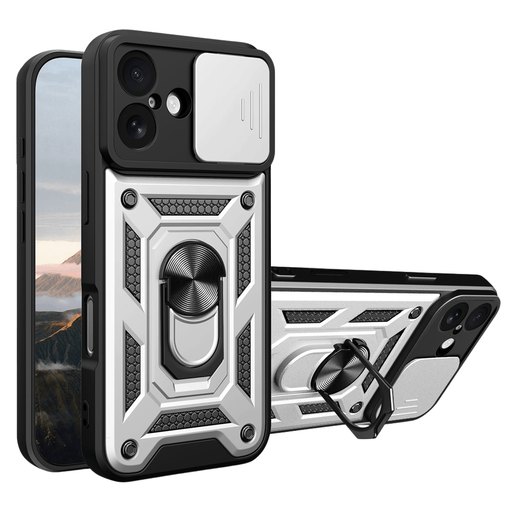 CaseBody Apple iPhone 17 Shield Case met Camera-schuif Zilver