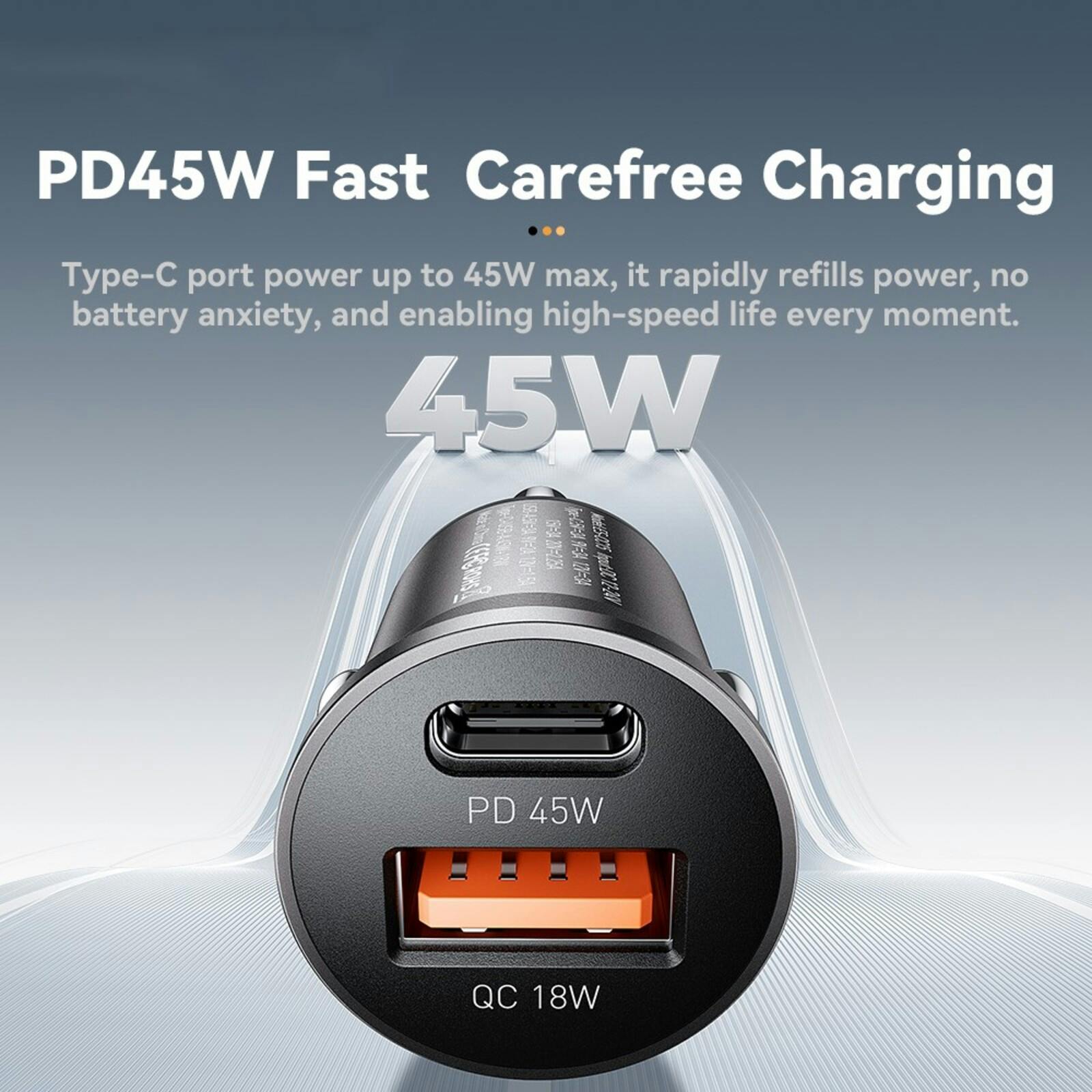 Essager 45W Dual Port Autolader Zwart