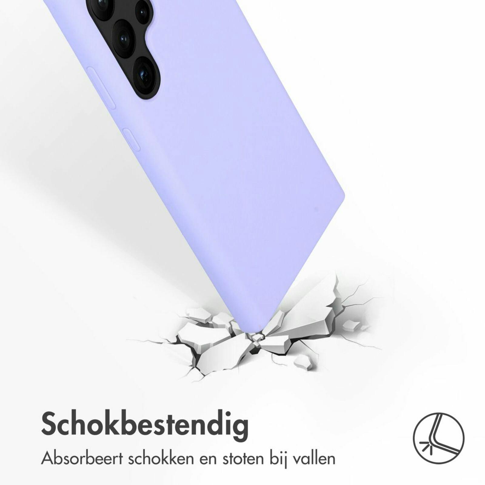 Accezz Galaxy S23 Ultra Liquid Siliconen Hoesje Paars - Achterkant