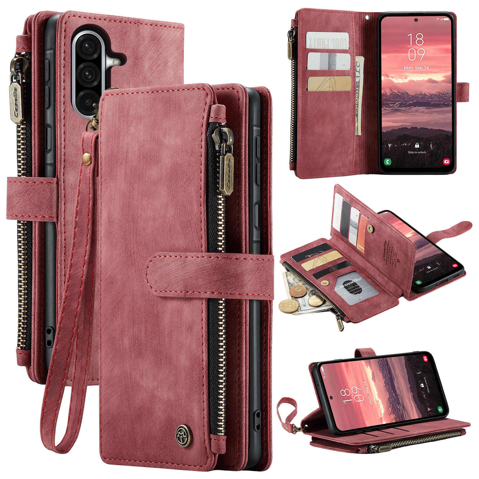 Caseme Samsung Galaxy A57 Vintage Wallet Hoesje Rood
