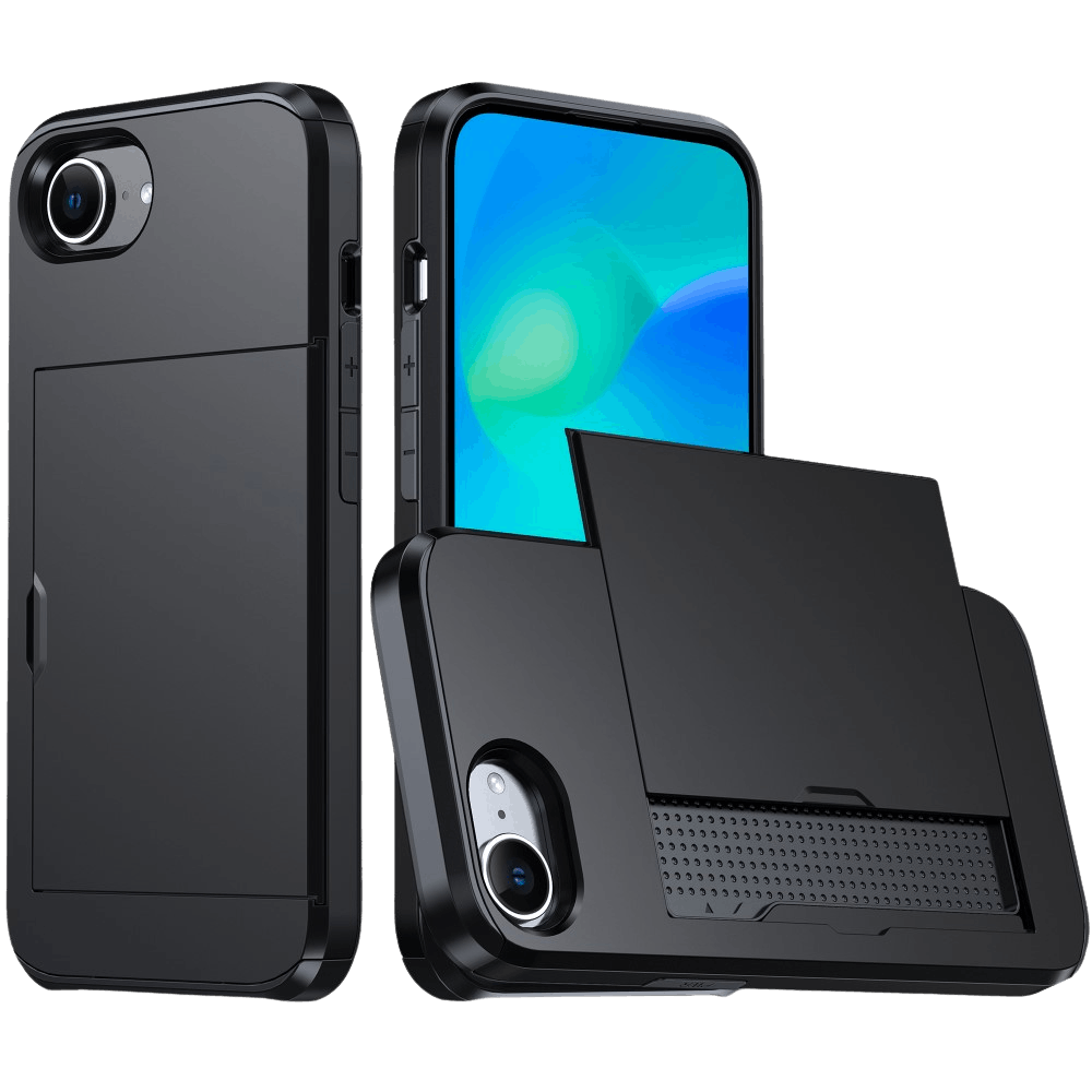 Slide Case Apple iPhone 16e Hoesje met Pashouder Zwart