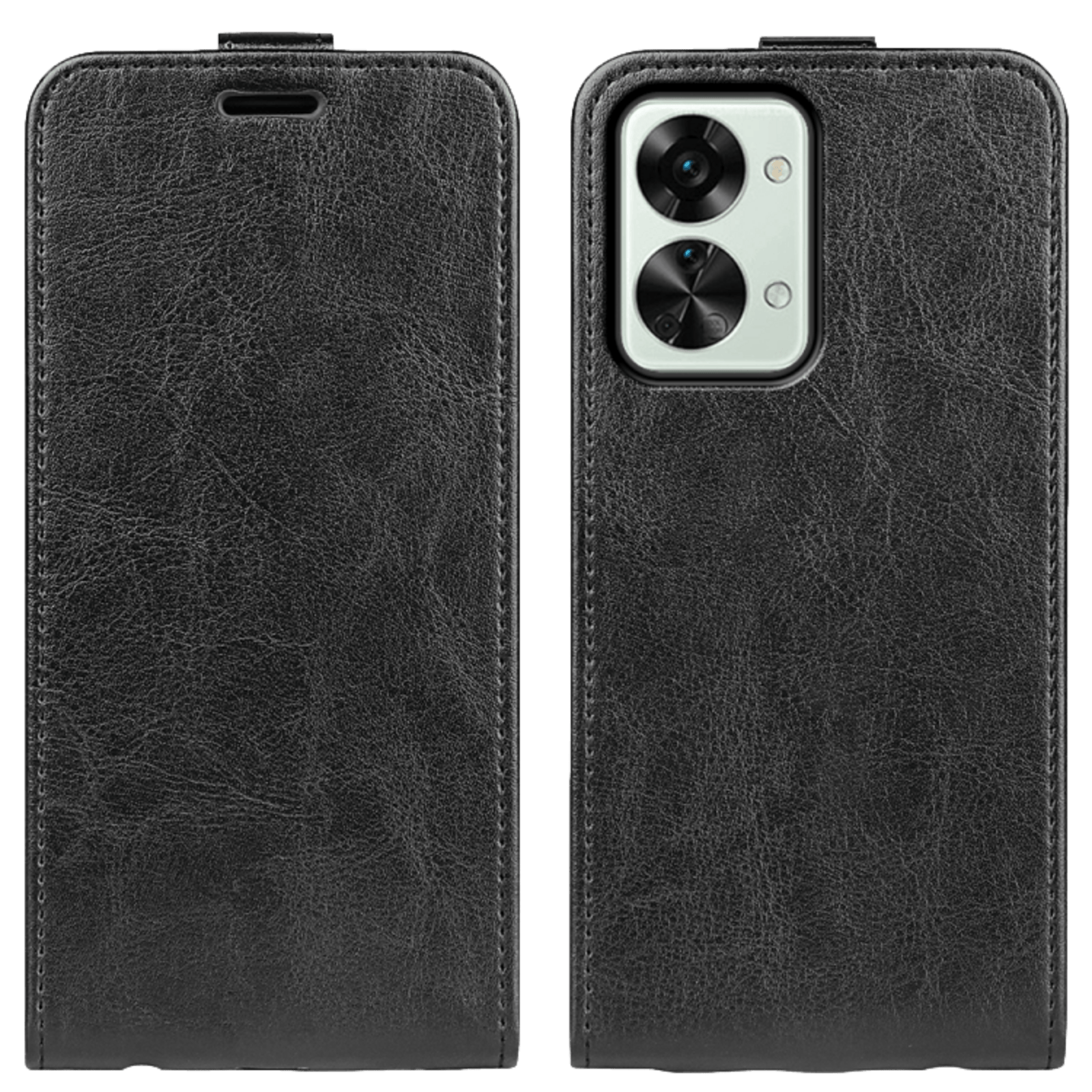 Comfycase OnePlus Nord 2T Verticale Flip Cover met Pasruimte Zwart
