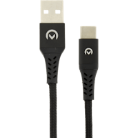 Mobilize Type USB C Gevlochten kabel 1m. Zwart