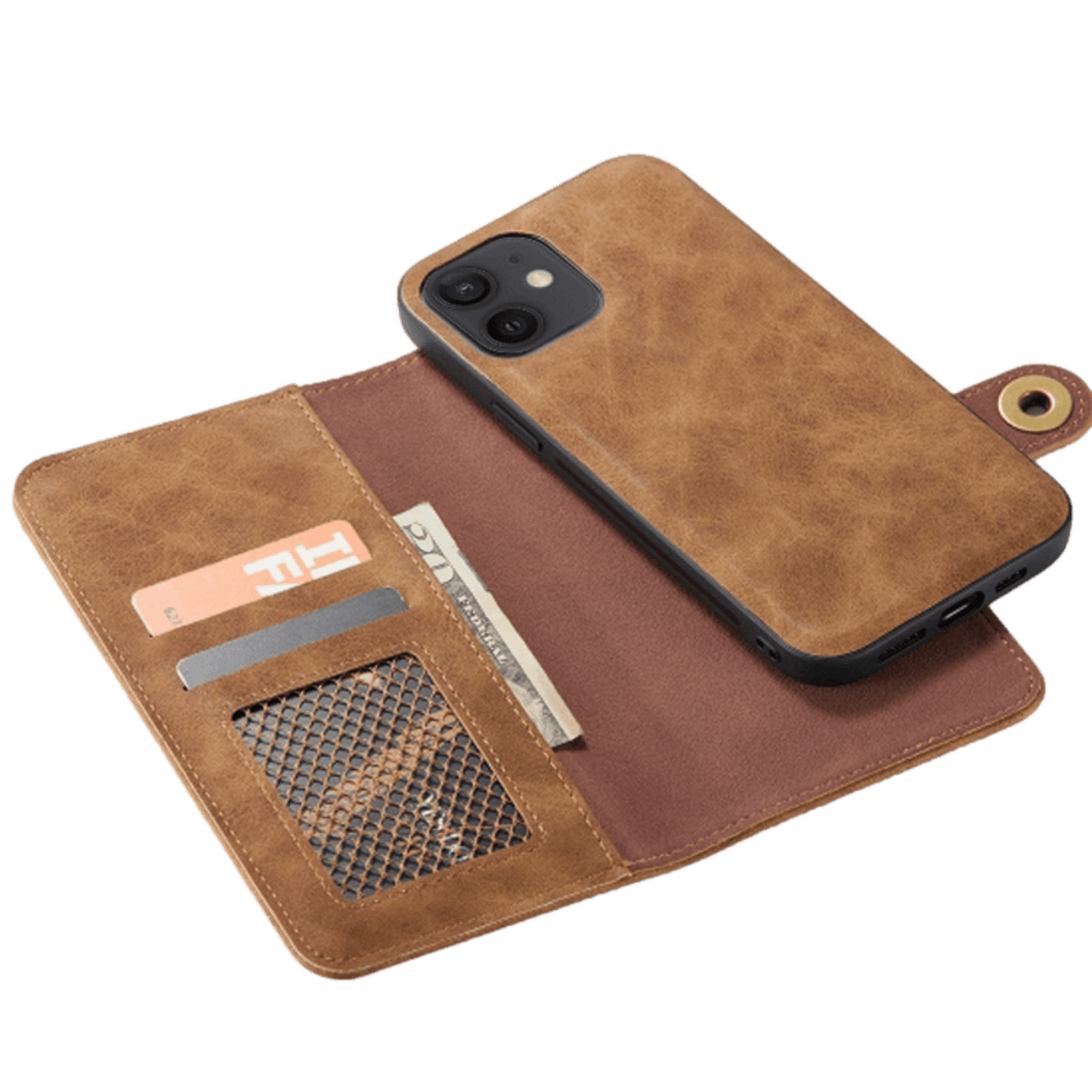 Mocaa iPhone 12 Mini Vintage 2-in-1 Wallet Hoesje Bruin
