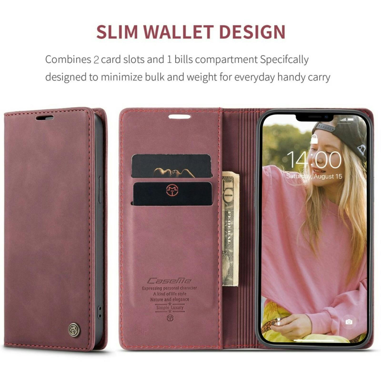 Caseme iPhone 13 Business Wallet Bookcase Hoesje Rood