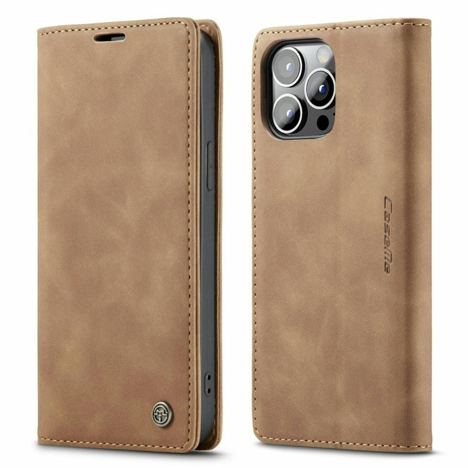 Caseme iPhone 15 Pro Retro Portemonnee Hoesje Bruin