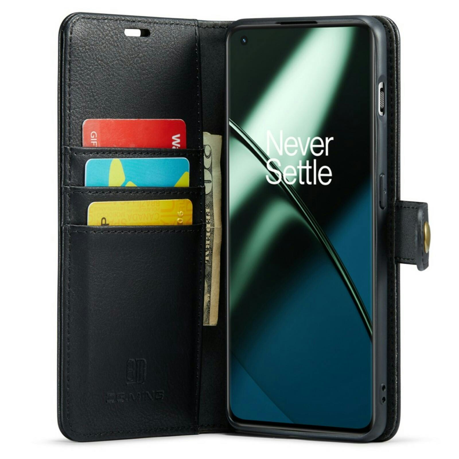 DG.MING OnePlus 11 Lederen 2-in-1 Wallet Hoesje Zwart