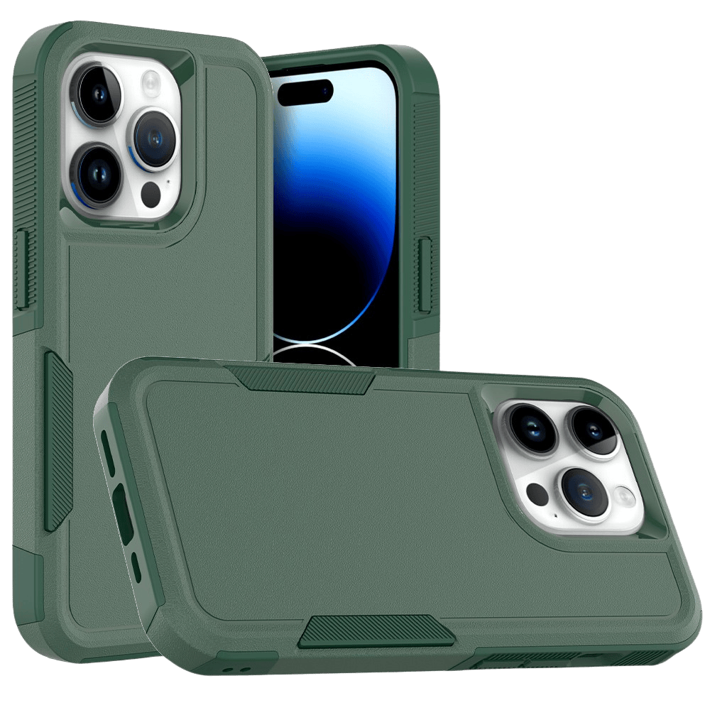 CaseBody Apple iPhone 15 Pro Rugged Armor Back Cover Donkergroen