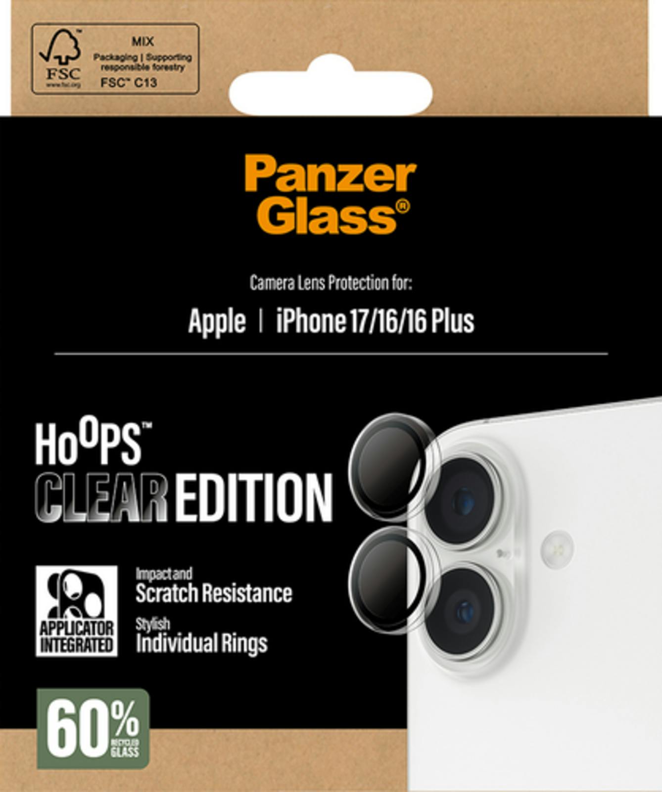 PanzerGlass iPhone 17 Hoops Camera Lens Protector Transparant