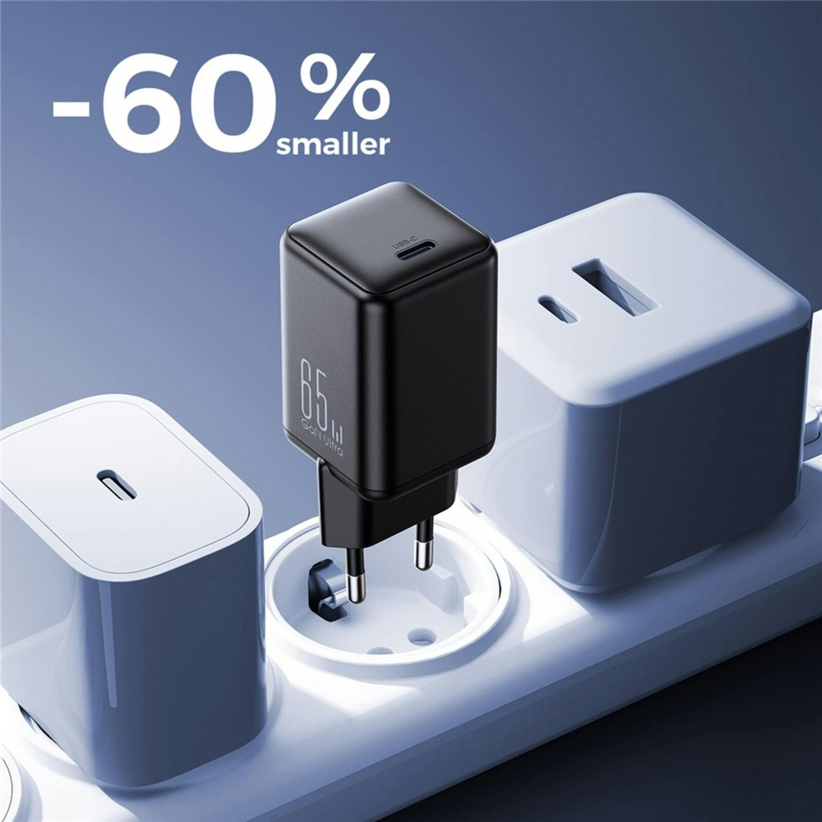 Joyroom 65W High Power Output USB-C Oplader Zwart