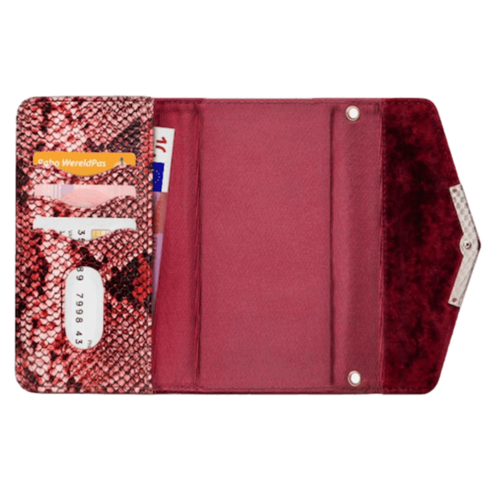 Mobilize Samsung Galaxy A50 Velvet Clutch Red Snake Rood