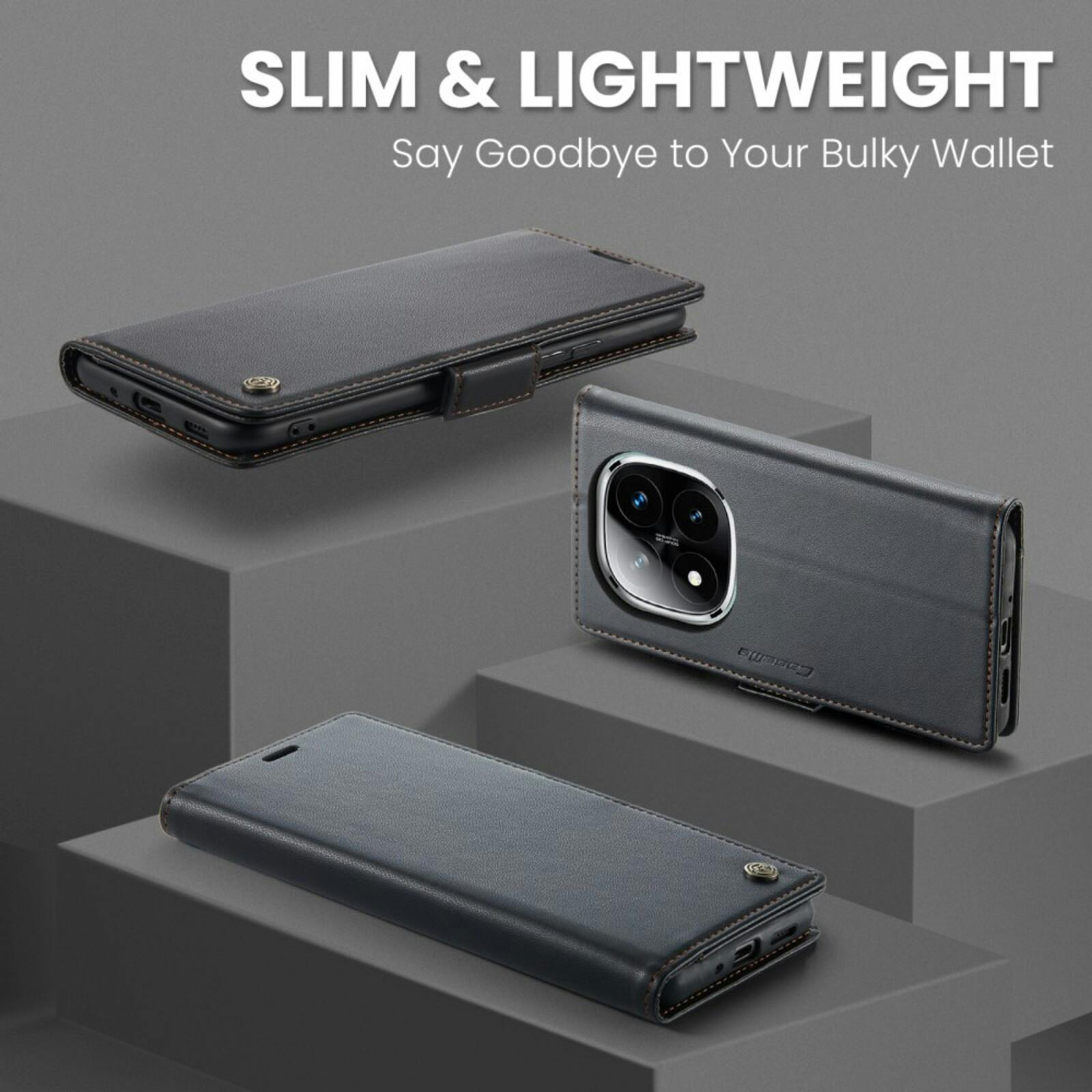 Caseme Xiaomi Redmi Note 14 Pro(+) Bookcase Hoesje Zwart