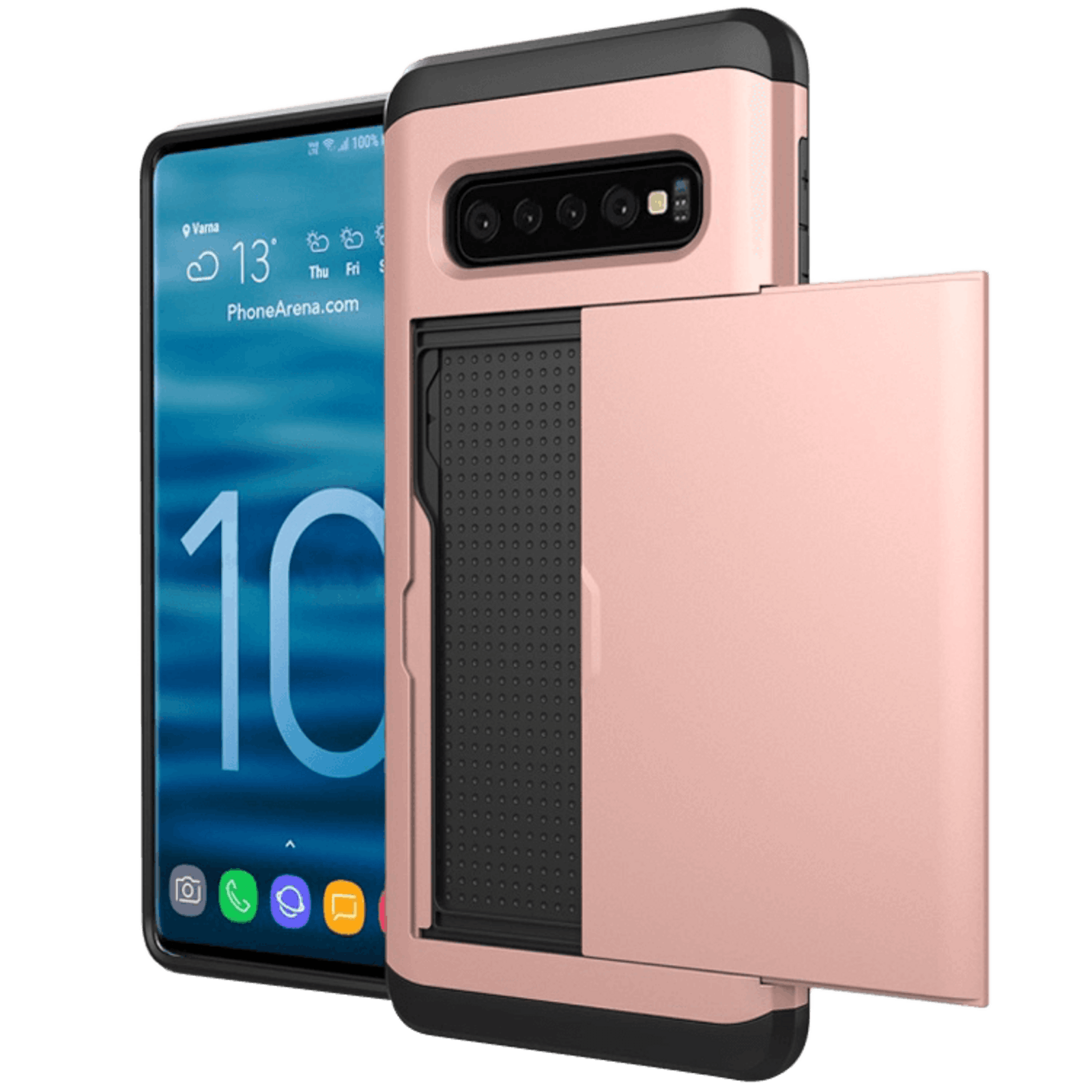 Slide Case Samsung Galaxy S10 Plus Hoesje met Pashouder Roségoud